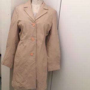Tuskany Italy Tan Buege leather jacket Duster size L